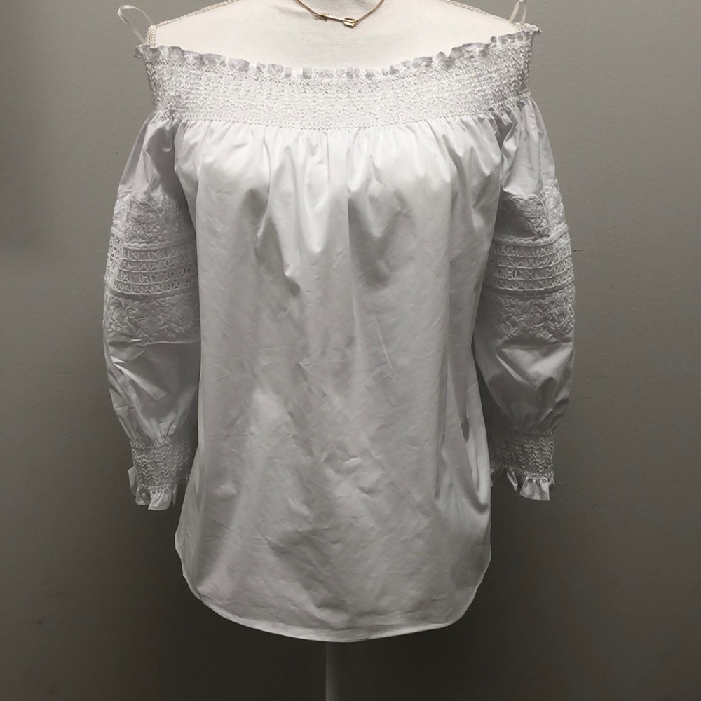 SugarLips off shoulder white long sleeve top